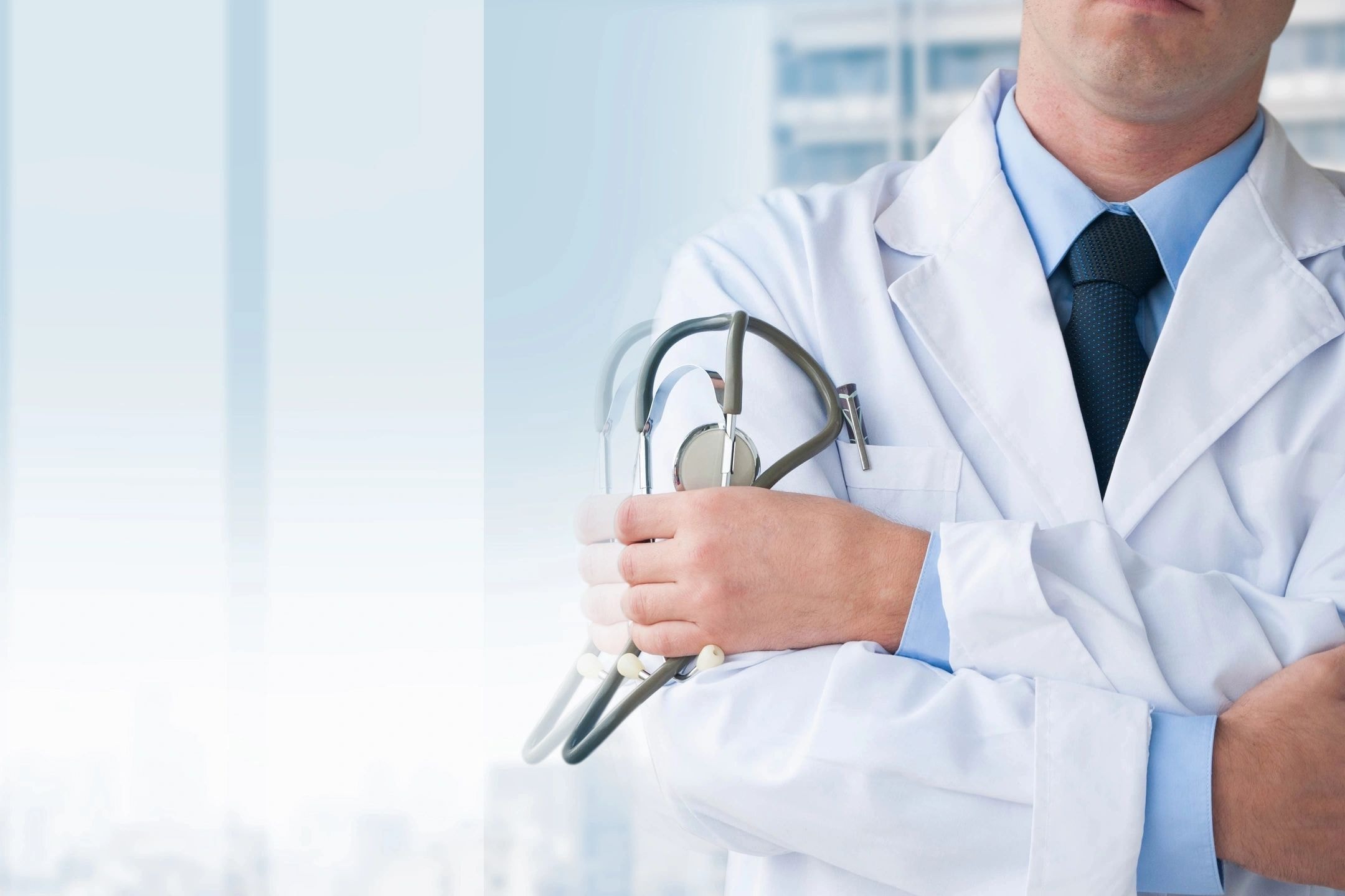 Healthcare professional with stethoscope in modern office